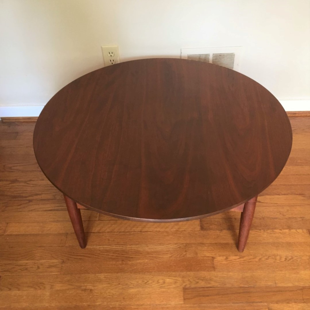 Mid Century Modern Circular Walnut Coffee Table - EPOCH