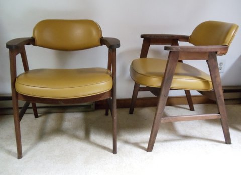 mid-century modern walnut armchairs