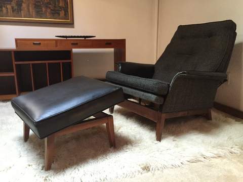 mid century lounge chair matching ottoman