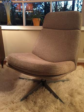 armless lounge chair chrome base mid century style