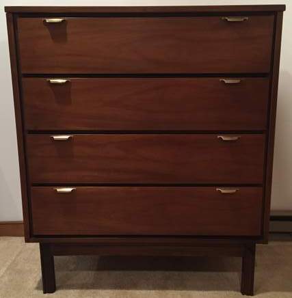 mid century high dresser with solid brass pulls