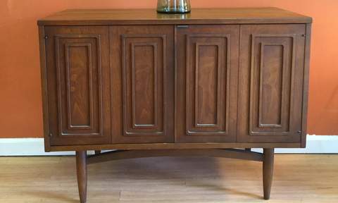 mid century broyhill sculptra credenza walnut