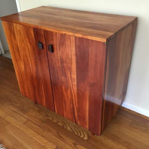 mid century style handcrafted solid cherry cabinet