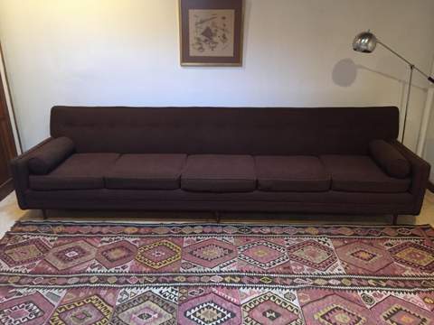 mid century modern chocolate brown sofa five seats