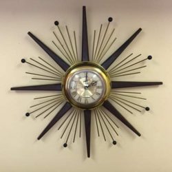 mid century modern vintage starburst clock by United