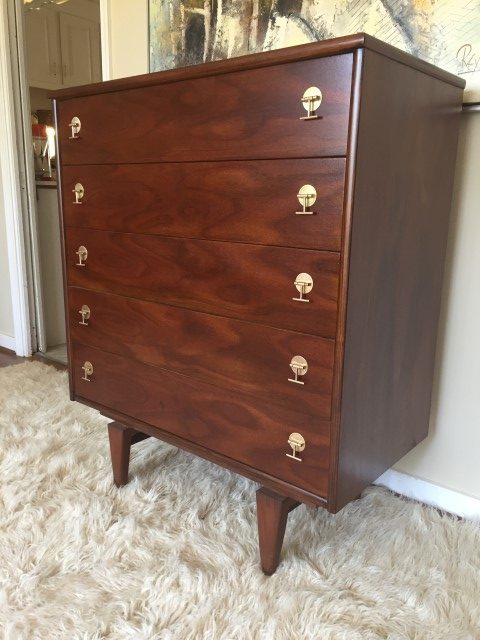 mid century modern tivoli collection teak highboy dresser by stanley furniture company