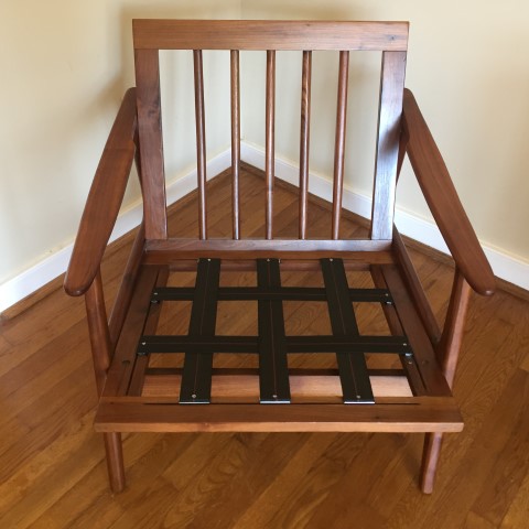 mid century modern walnut lounge chair ottoman restored