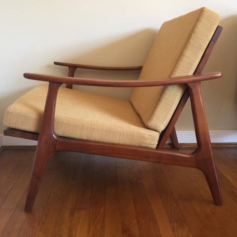 mid century modern walnut chair ottoman restored