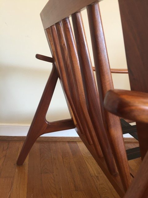 mid century modern walnut lounge chair ottoman restored