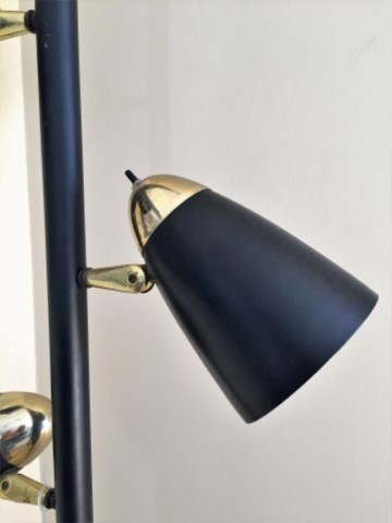 mid century modern black tension rod pole lamp