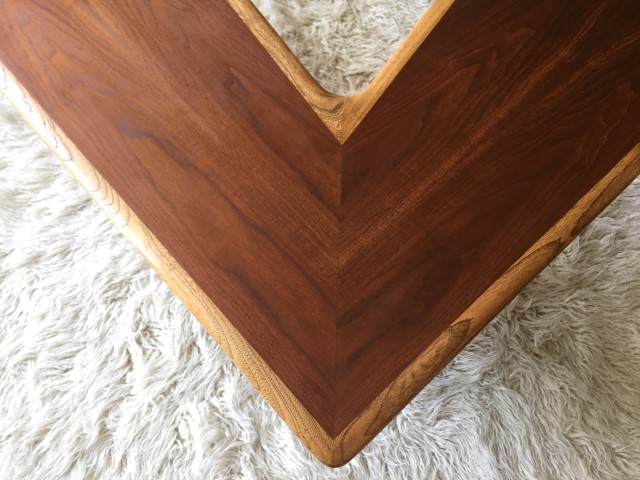 mid century modern walnut ash lane acclaim boomerang coffee table