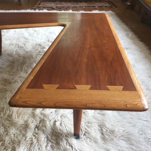 mid century modern walnut ash lane acclaim boomerang coffee table