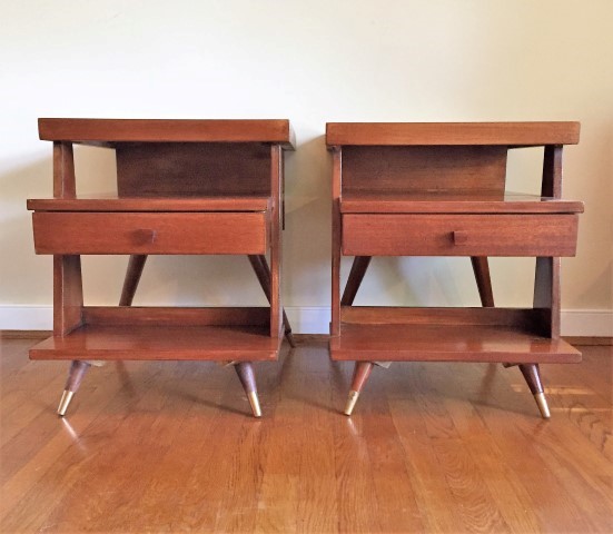 mid century modern american of martinsville triple tiered end tables 