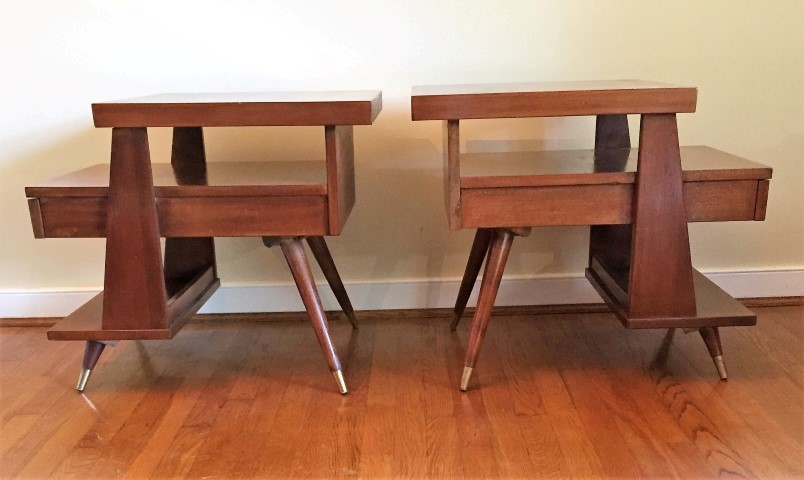 mid century modern american of martinsville triple tiered end tables