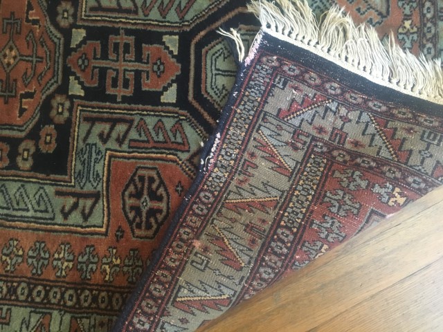 hand knotted area rug teal brown