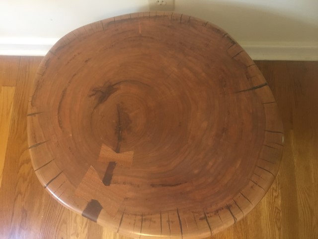 handcrafted cherry slab coffee table