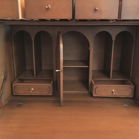 mid century modern storage cabinet drop front desk secretary
