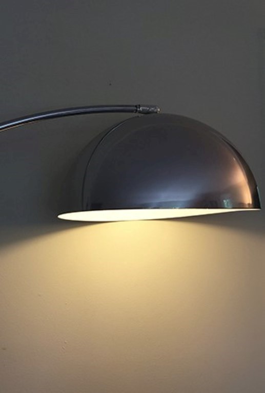 mid century modern chrome arc floor lamp