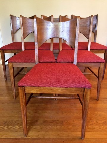 mid century modern walnut dining chair set of 6
