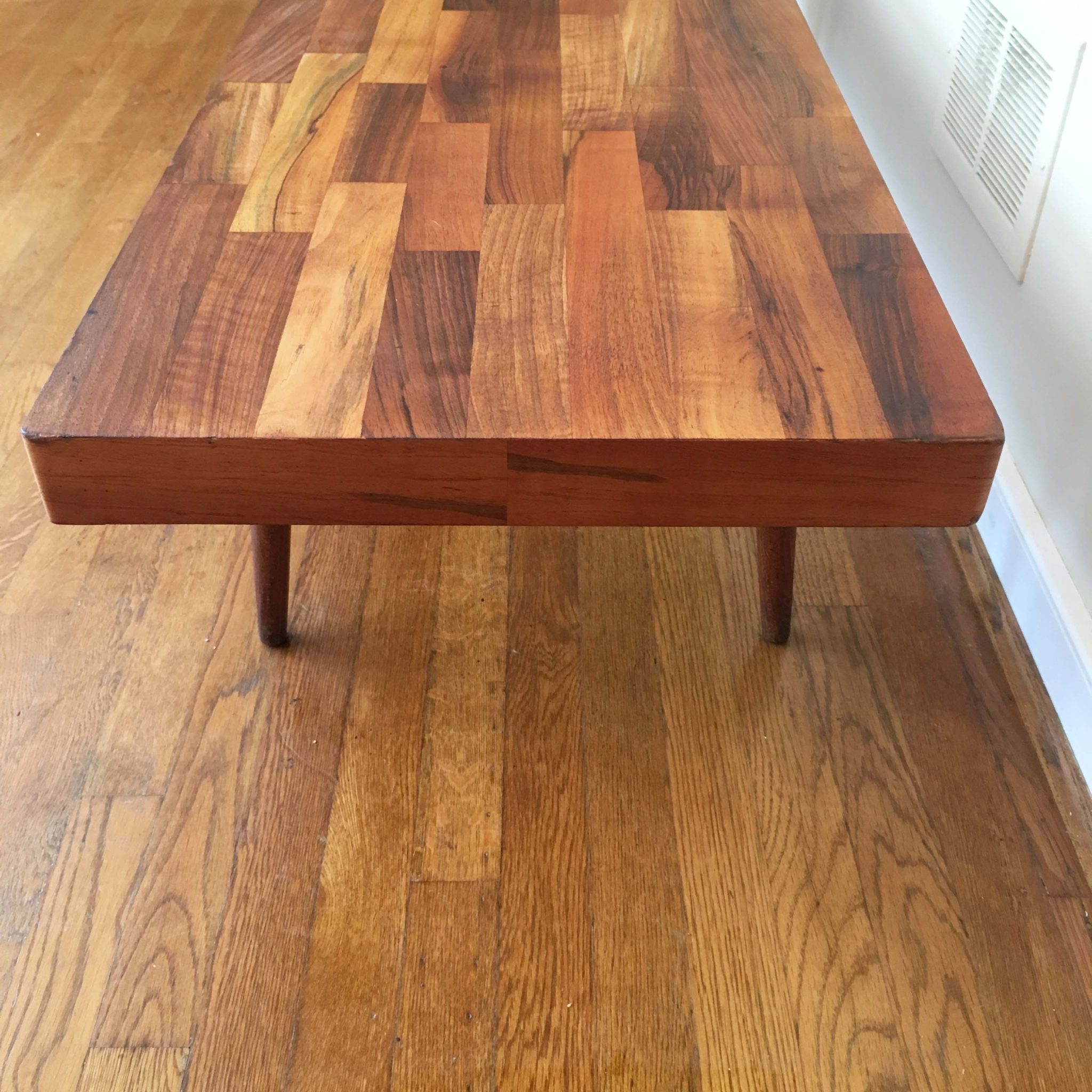 vintage handcrafted walnut coffee table