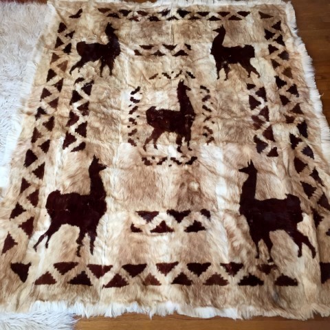 vintage alpaca pelt mosaic rug