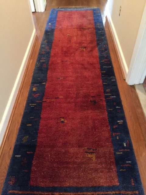 hand knotted gabbeh runner red blue