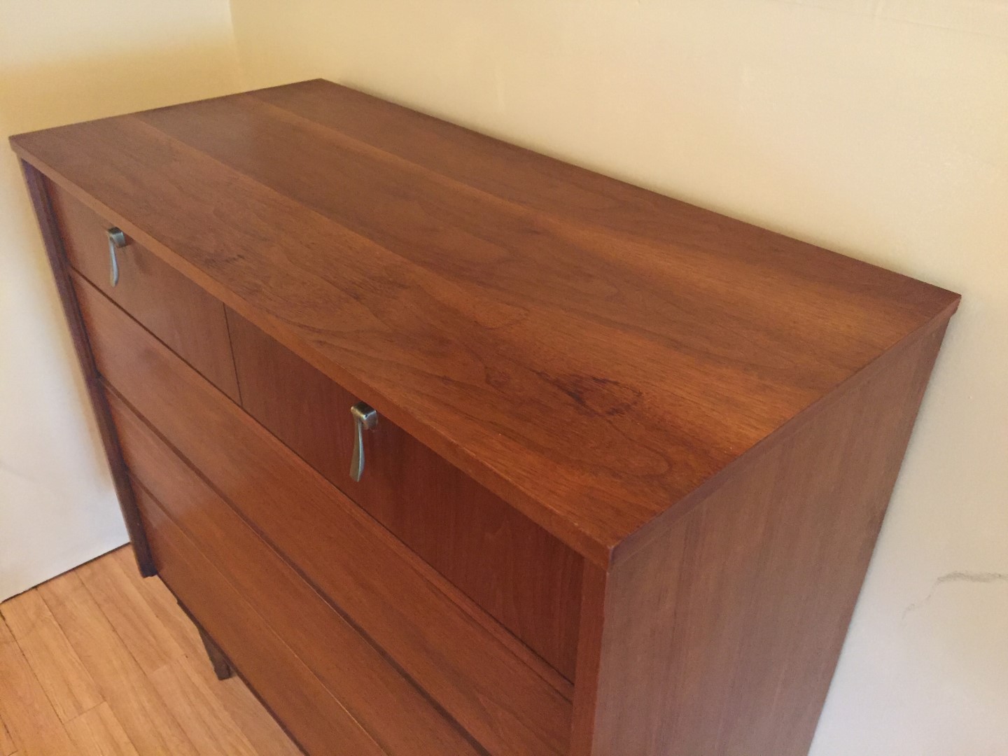 mid century modern mid sized walnut dresser