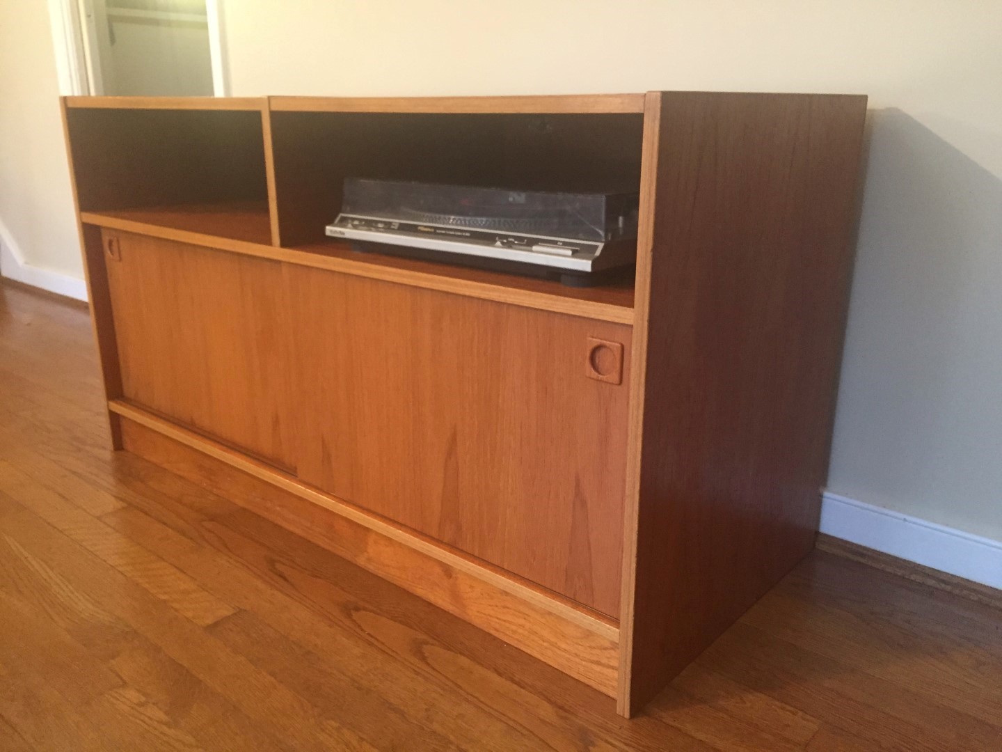 Danish Modern teak audio console storage cabinet
