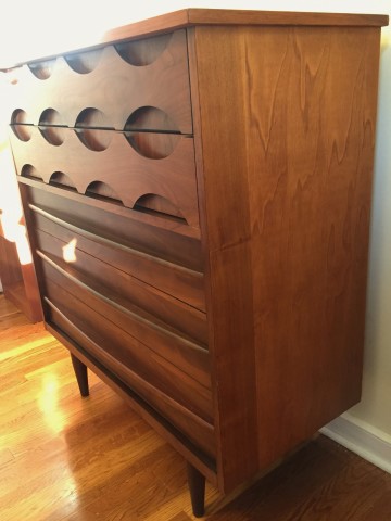 mid century modern sculpted drawer highboy dresser