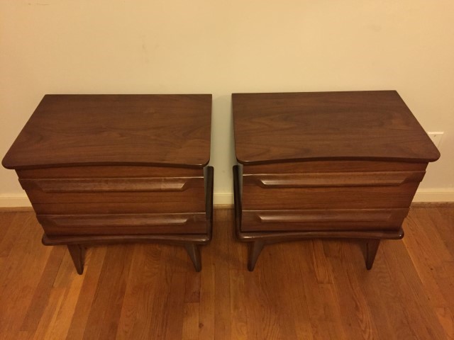 mid century modern nightstands with 2 drawers by United