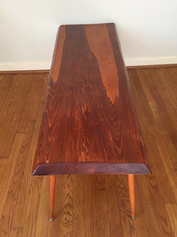 Sculpted Cypress Coffee Table with Beveled Edge