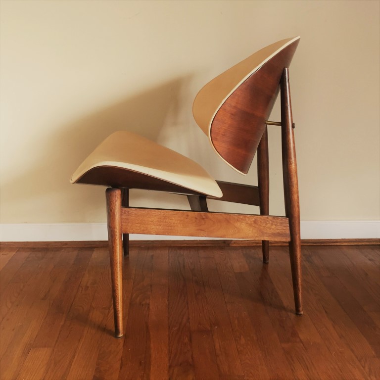 mid century modern clam shell chair leather Seymour James Wiener Kodawood