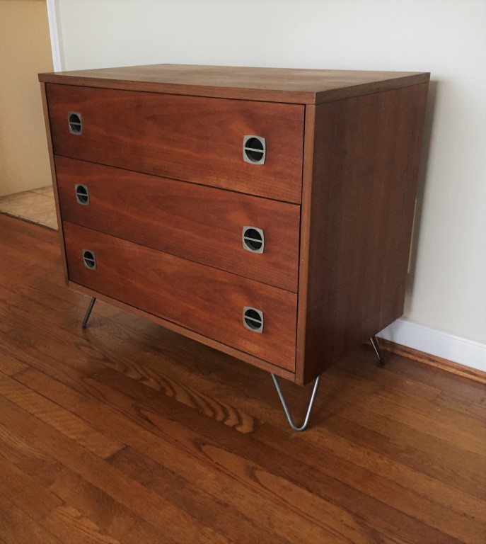 vintage walnut 3 drawer chest