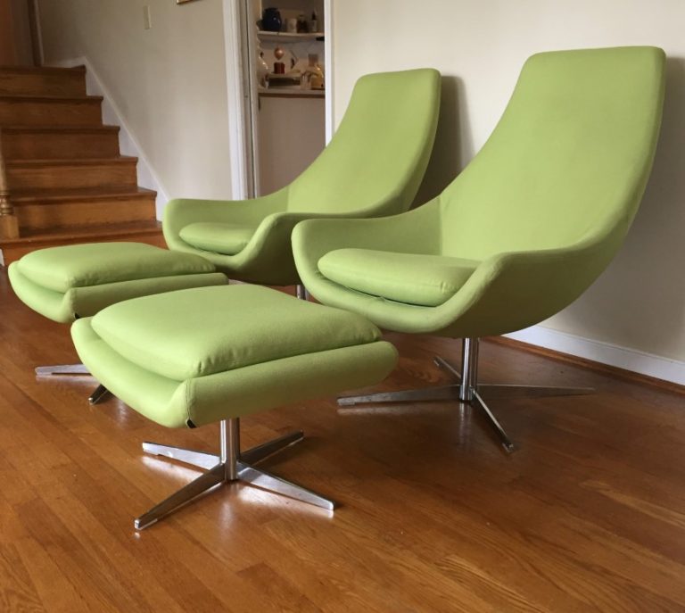 Mid Century Modern Style Egg Chairs & Ottomans by Martin