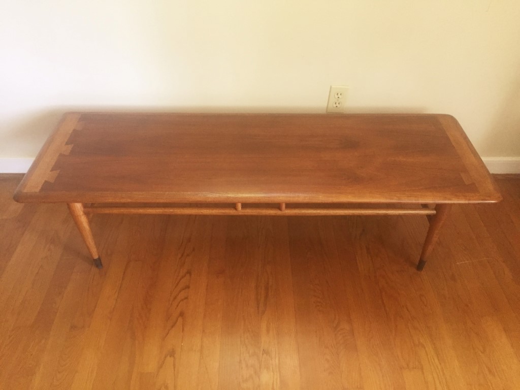 lane acclaim walnut oak coffee table mid century modern