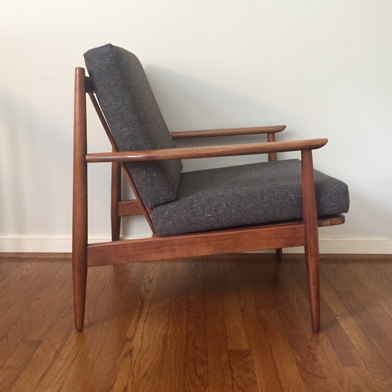 Baumritter mid century modern walnut armchair restored