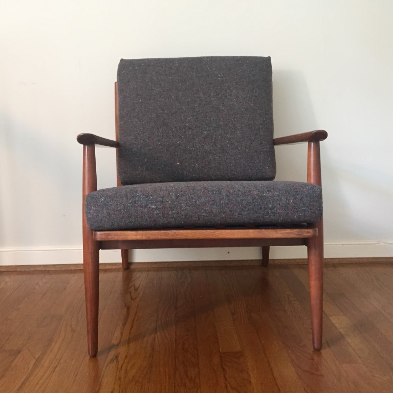 Baumritter mid century modern walnut armchair restored
