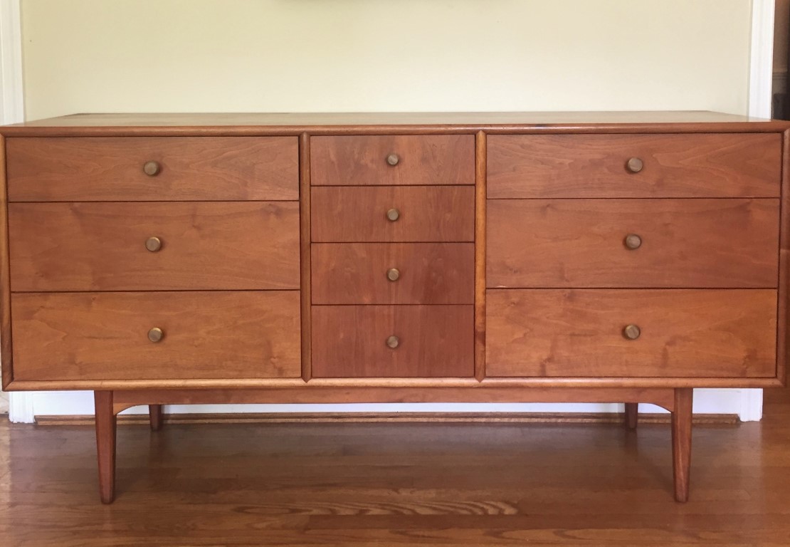 Vintage Walnut Triple Dresser From, Drexel Declaration Dresser