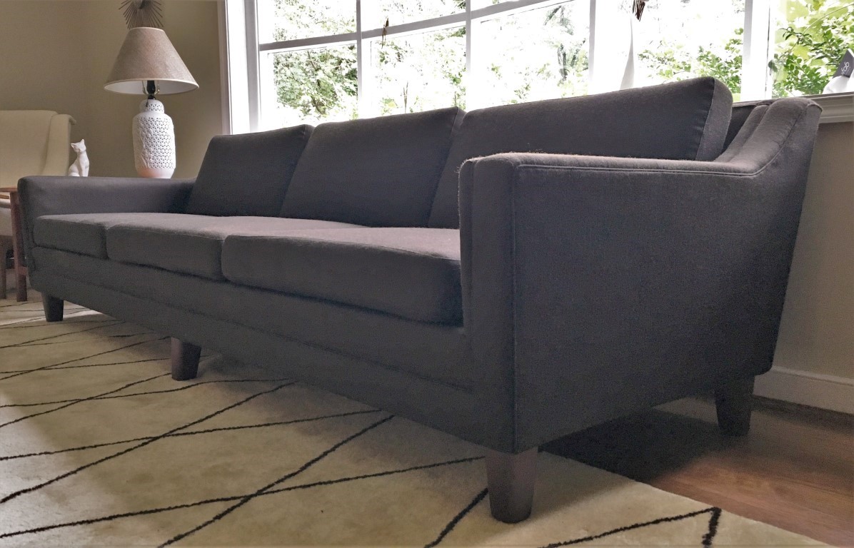 danish modern mid century modern gray upholstered Scandinavian sofa
