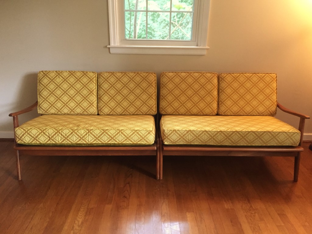 mid century modern sectional sofa walnut loveseat