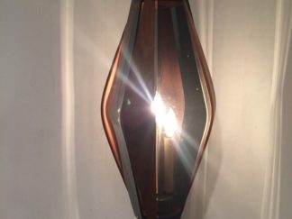 vintage walnut smoked glass swag lamp