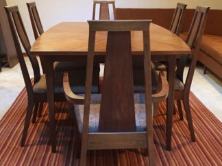mid century modern dining set with leaves 6 chairs
