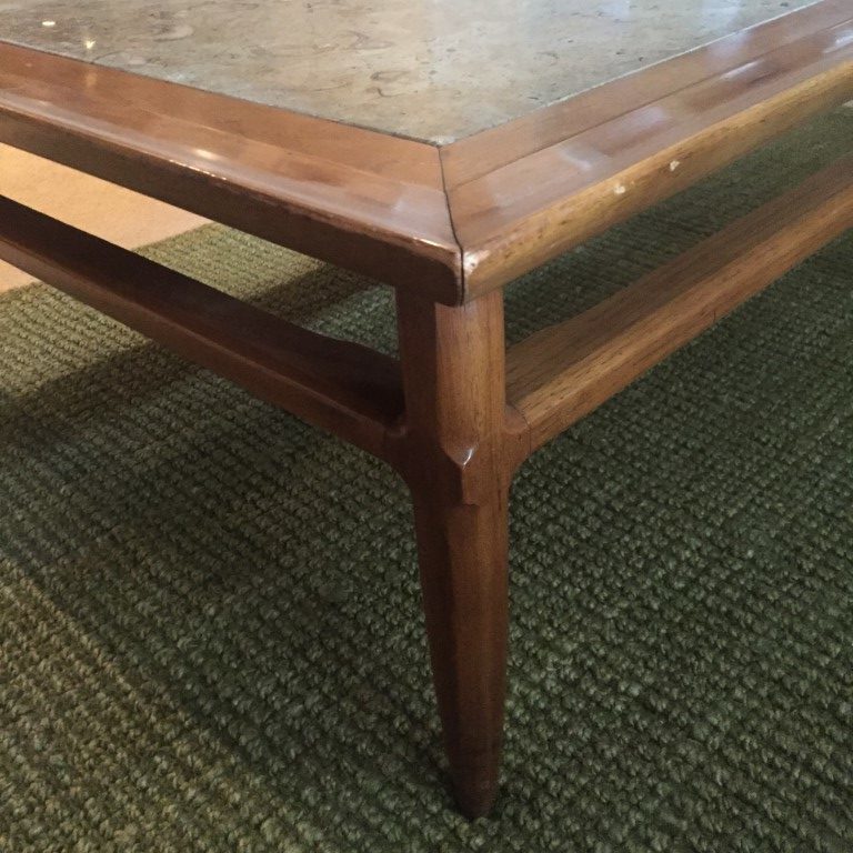 mid century square coffee table marble top