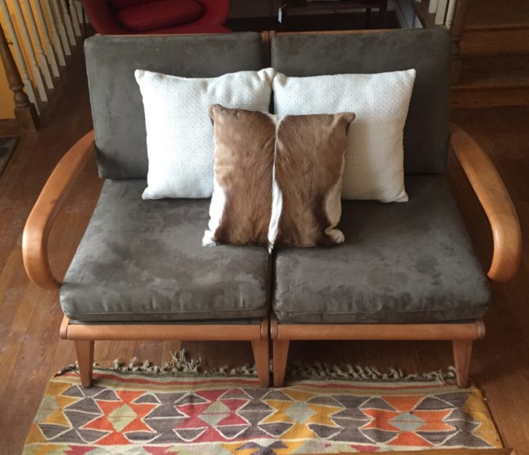 Heywood Wakefield Modular Sofa, Moss Green Microsuede EPOCH