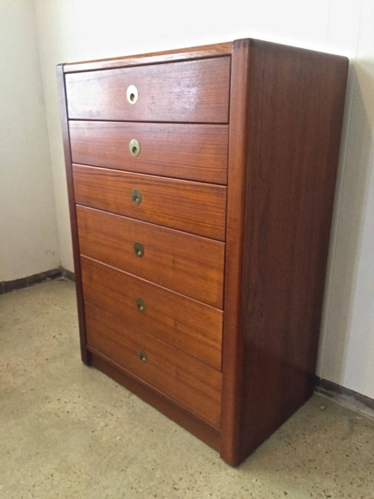 Danish Modern Teak Highboy Dresser, Exposed Joinery, by DScan EPOCH