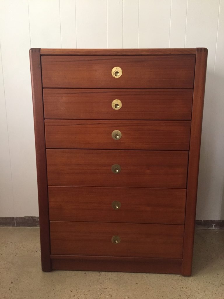Danish Modern Teak Highboy Dresser, Exposed Joinery, by DScan EPOCH