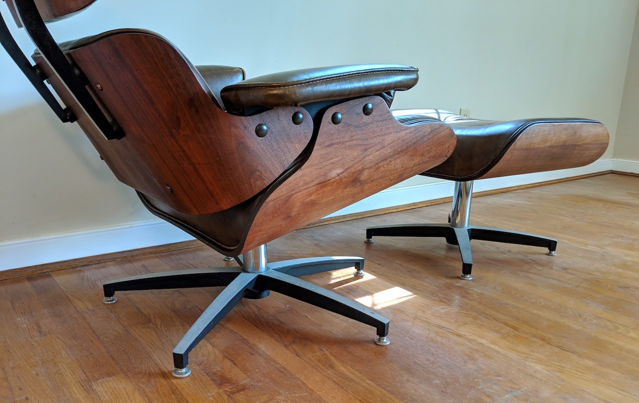 Mid Century Modern Eames Style Bentwood, Lounge Chair & Ottoman - EPOCH