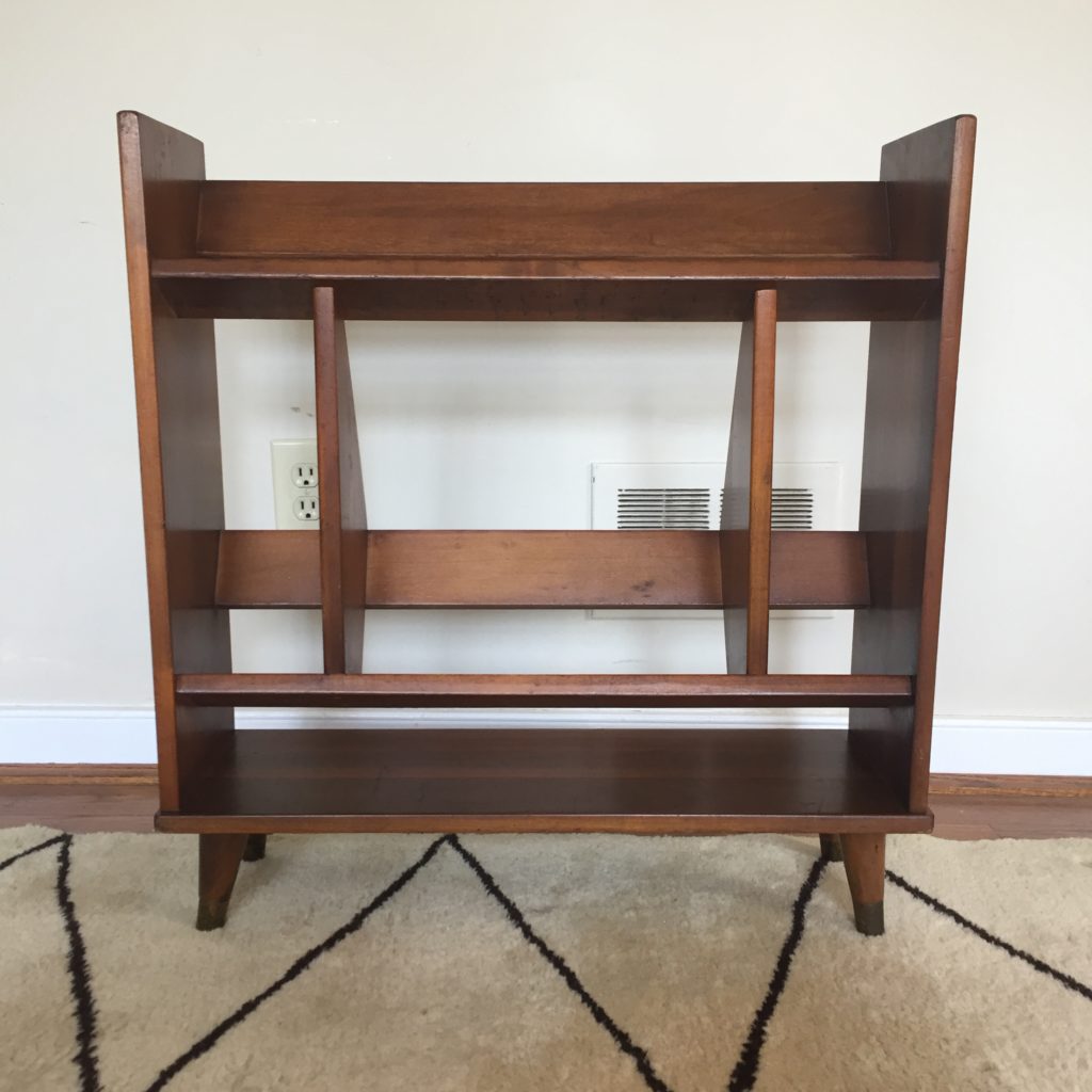 Mid Century Modern Walnut Bookshelf, Splayed, Tapered Legs EPOCH