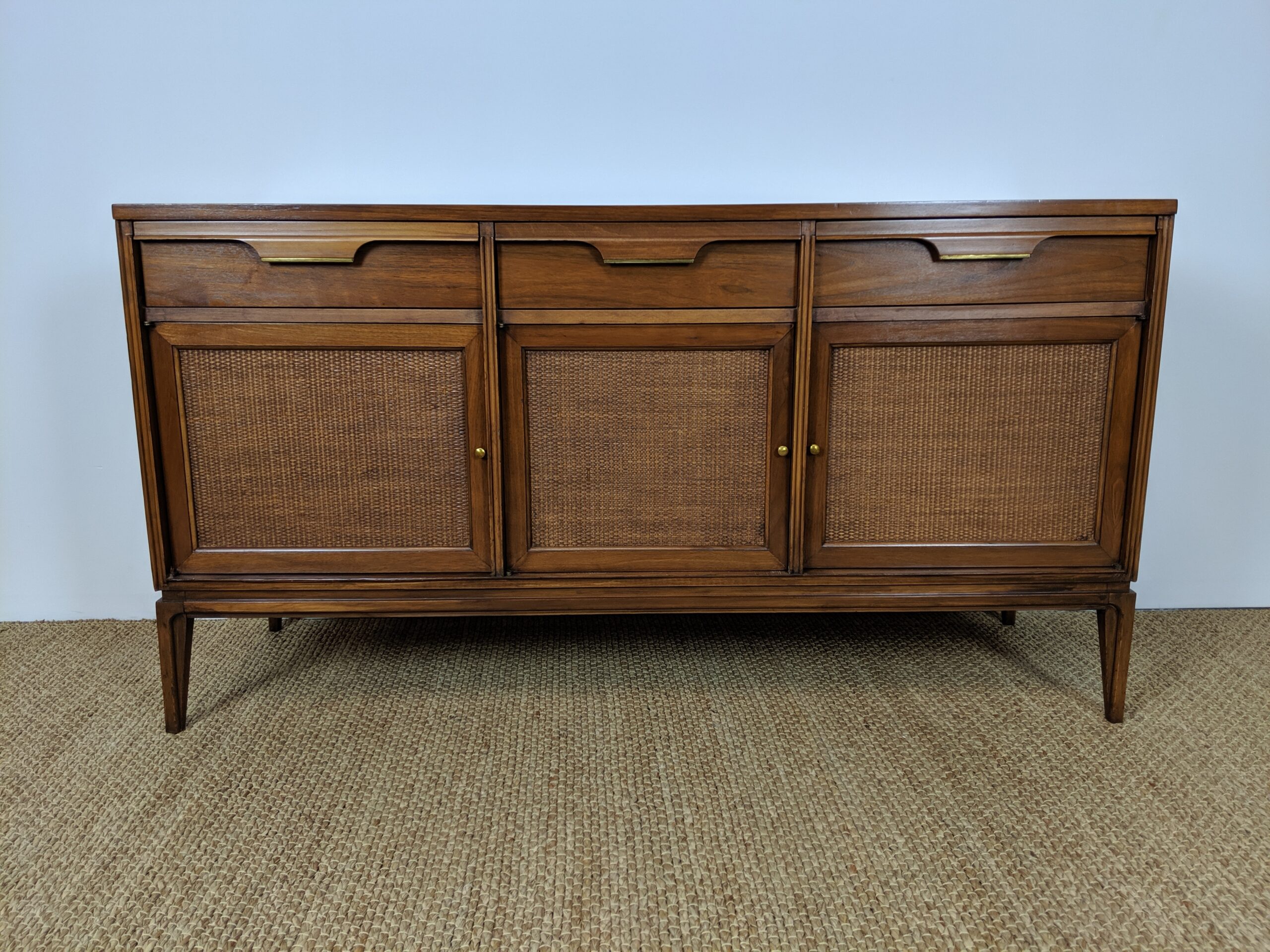 Mid Century Modern Walnut and Rattan Credenza by Basic Witz for Hudson - Image 2