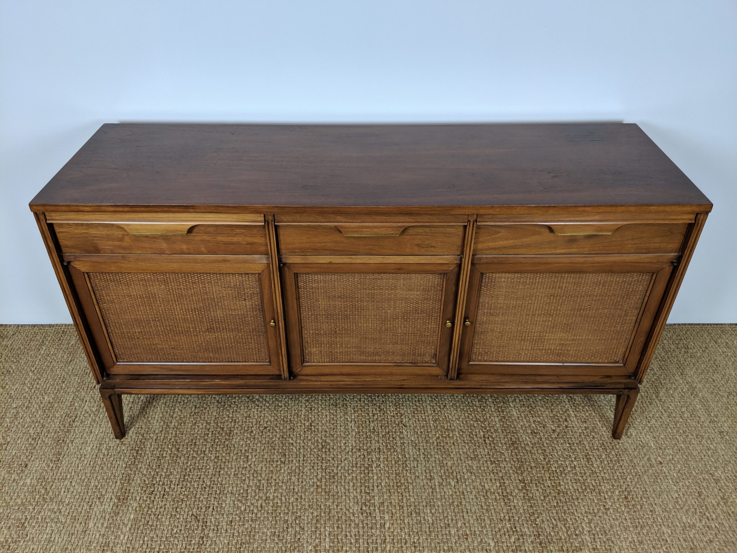 Mid Century Modern Walnut and Rattan Credenza by Basic Witz for Hudson - Image 3